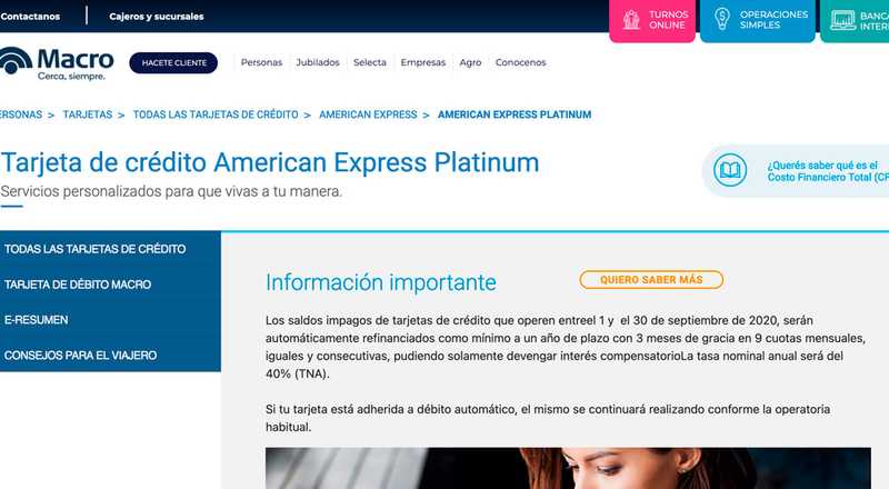 Tarjeta de crédito American Express Platinum Macro