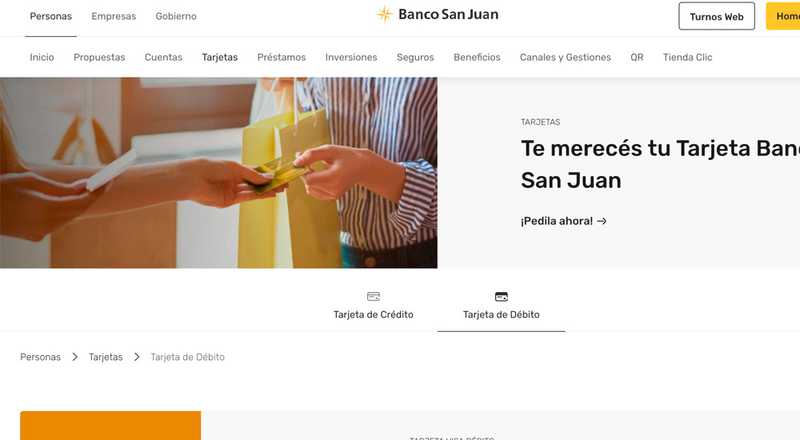 Tarjeta de débito Visa Banco San Juan