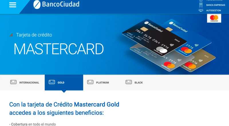 Tarjeta de crédito Mastercard Oro Banco Ciudad