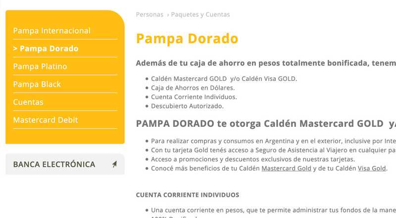 Tarjeta de crédito Caldén Visa GOLD Banco de La Pampa