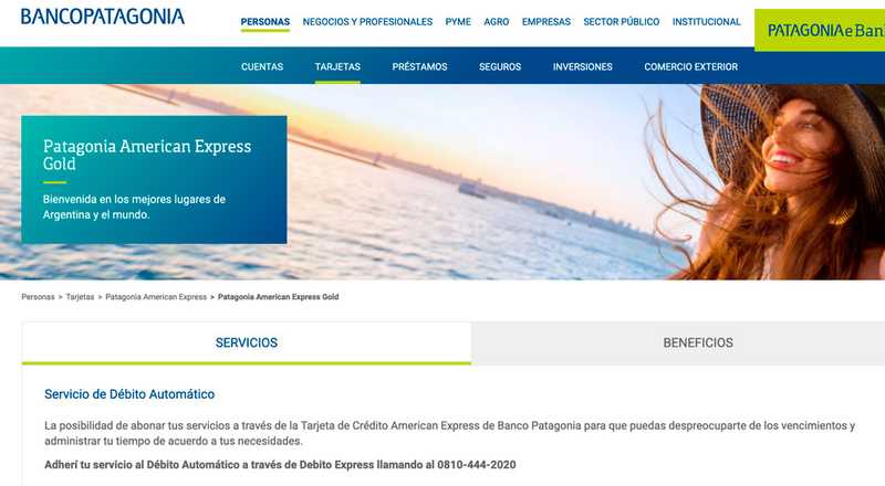 Tarjeta de crédito American Express Gold Banco Patagonia