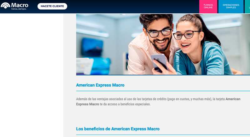Tarjeta de crÃ©dito American Express Macro Macro