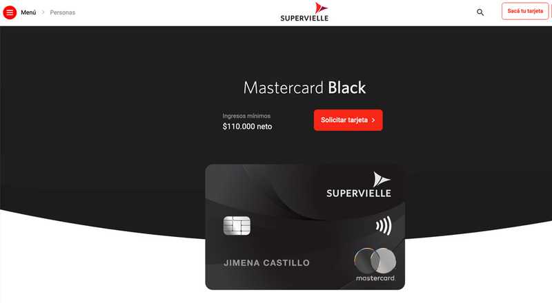 Tarjeta de crÃ©dito Mastercard Black Banco Supervielle