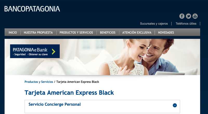 Tarjeta de crédito American Express Black Banco Patagonia