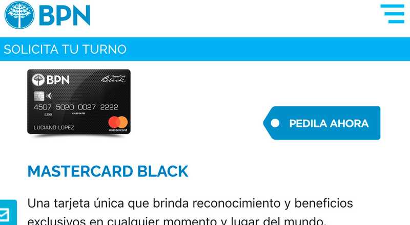 Tarjeta de crÃ©dito Mastercard Black Bpn