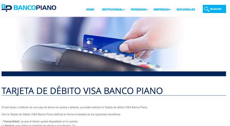 Tarjeta de débito Visa Banco Piano