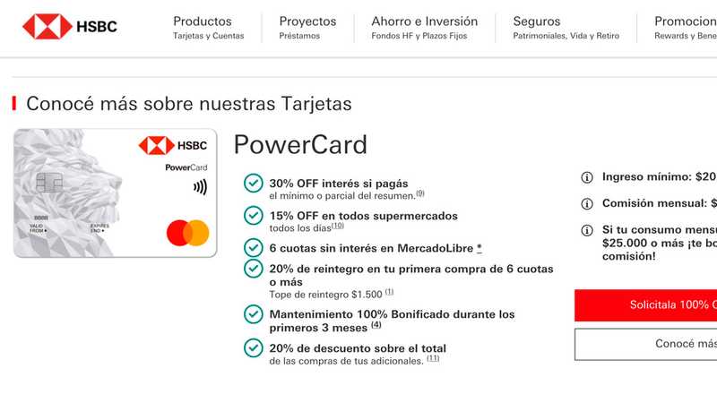 Tarjeta de crédito PowerCard HSBC