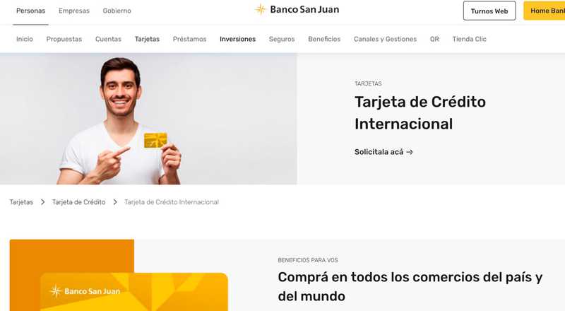 Tarjeta de crédito Internacional Banco San Juan