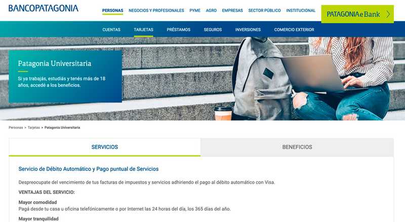 Tarjeta de dÃ©bito Universitaria Banco Patagonia