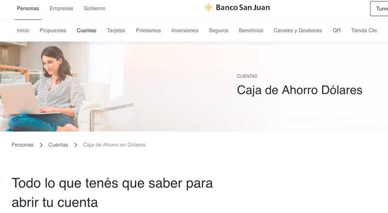 Cuenta Caja de Ahorro Dólares de Banco San Juan