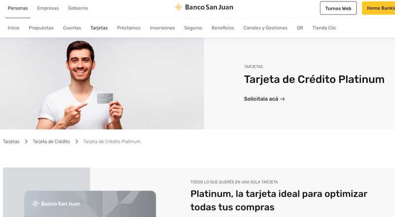 Tarjeta de crÃ©dito Platinum Banco San Juan