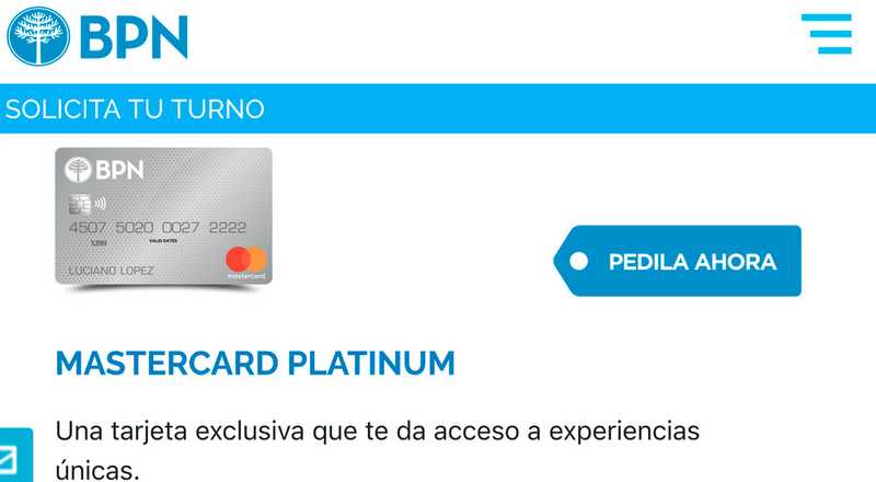 Tarjeta de crédito Mastercard Platinum Bpn