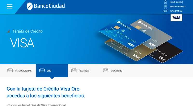 Tarjeta de crédito Visa Oro Banco Ciudad