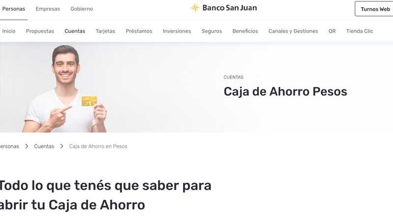 Cuenta Caja de Ahorro Pesos de Banco San Juan