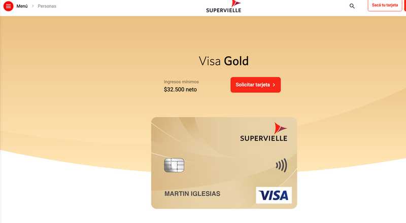 Tarjeta de crédito Visa Gold Banco Supervielle