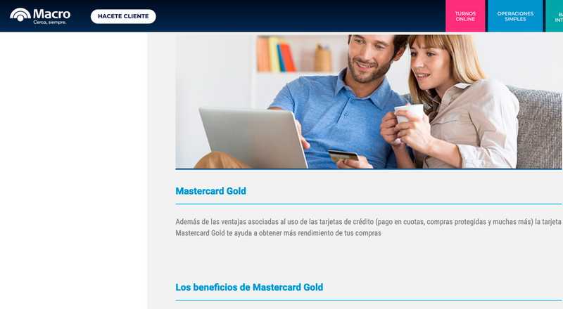 Tarjeta de crédito Mastercard Gold Macro
