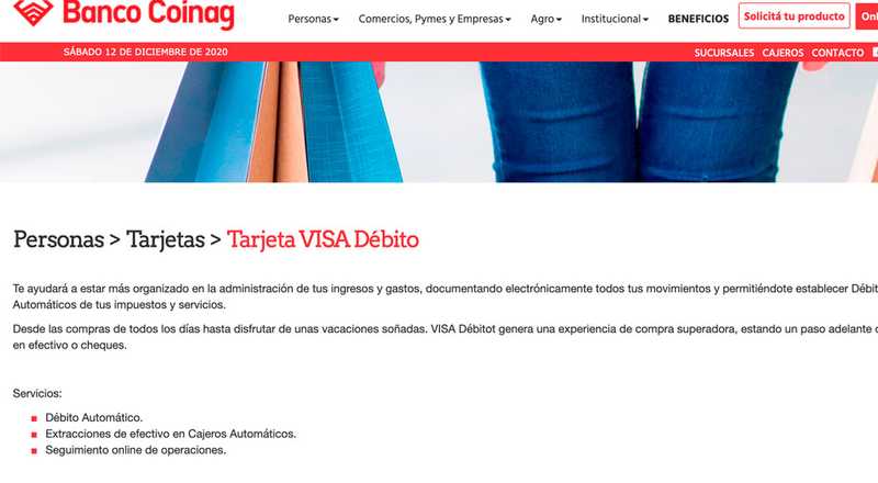 Tarjeta de débito Visa Banco Coinag