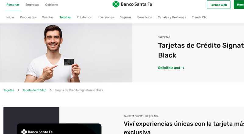 Tarjeta de crÃ©dito Signature/Black Banco de Santa Fe