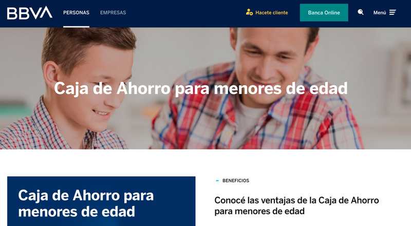 Cuenta Caja de Ahorro para menores de edad de BBVA