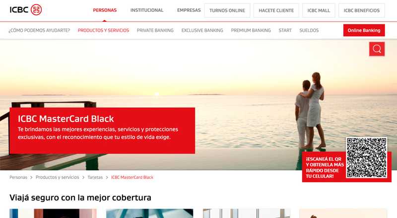 Tarjeta de crédito MasterCard Black ICBC