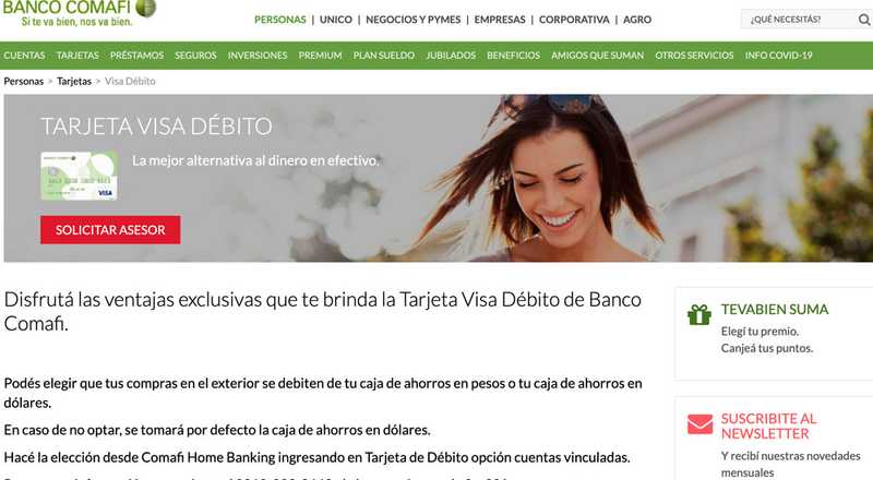 Tarjeta de débito Visa Débito Banco Comafi