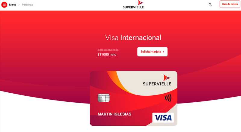 Tarjeta de crédito Visa Internacional Banco Supervielle
